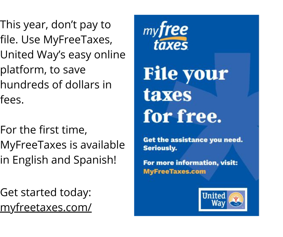 This year dont pay to file. Use MyFreeTaxes United Ways easy online platform to save hundreds of dollars in fees. For the first time MyFreeTaxes is available in English and Spanish Get started today myf 2